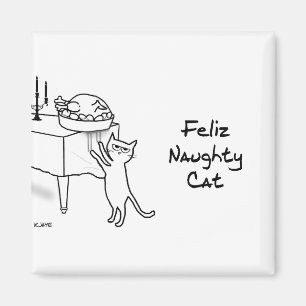 Feliz Naughty Cat - Funny Cat Weihnachten Magnet