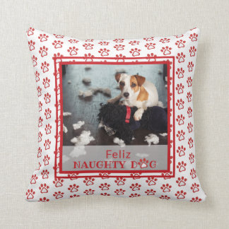 Feliz Naughty Dog Red Paw Muster Pet Foto  Kissen