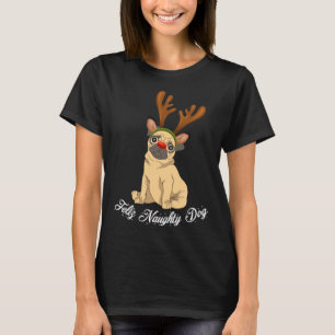 Feliz Naughty Dogggy, lustiger Weihnachts-Mops-Hun T-Shirt
