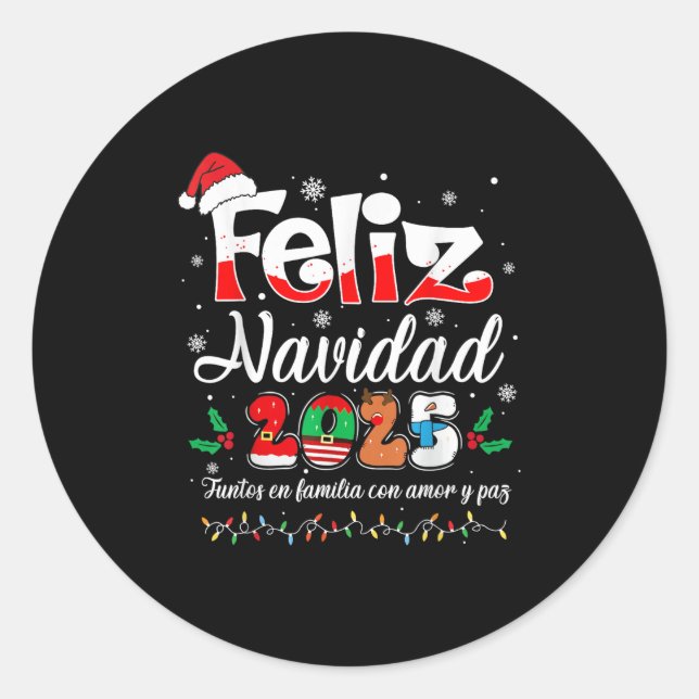 Feliz Navidad 2025 Matching Family Spanish Christm Runder Aufkleber (Vorderseite)