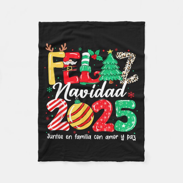 Feliz Navidad 2025 Spanish Christmas Mexican Famil Fleecedecke (Vorderseite)