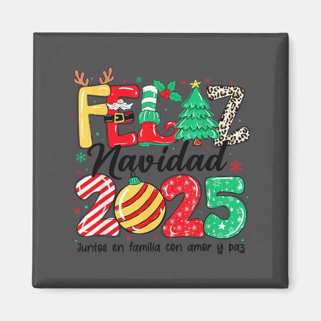 Feliz Navidad 2025 Spanish Christmas Mexican Famil Magnet (Vorne)