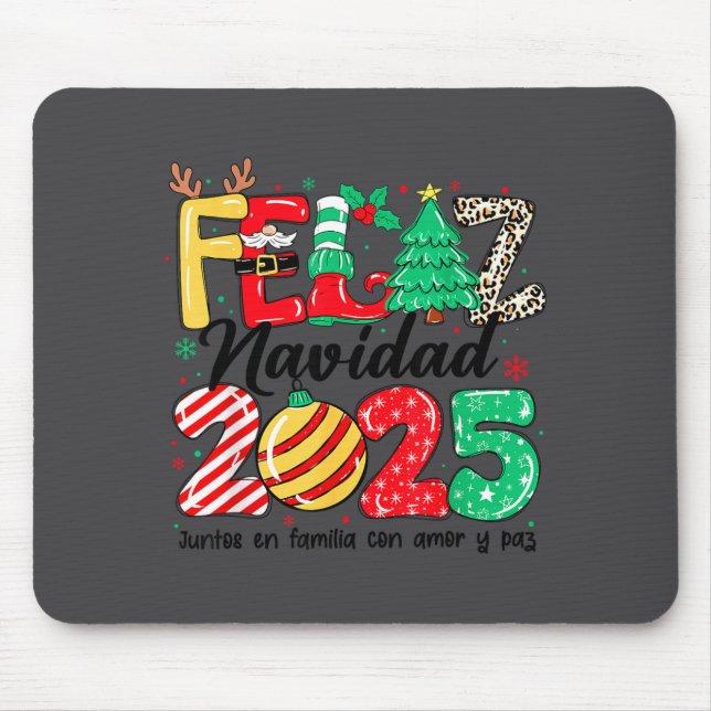 Feliz Navidad 2025 Spanish Christmas Mexican Famil Mousepad (Vorne)