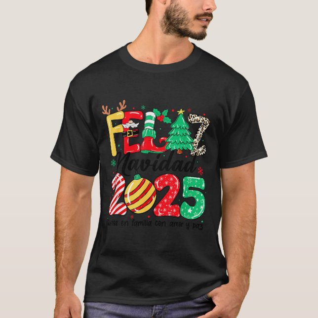 Feliz Navidad 2025 Spanish Christmas Mexican Famil T-Shirt (Vorderseite)