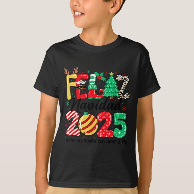 Feliz Navidad 2025 Spanish Christmas Mexican Famil T-Shirt (Vorderseite)