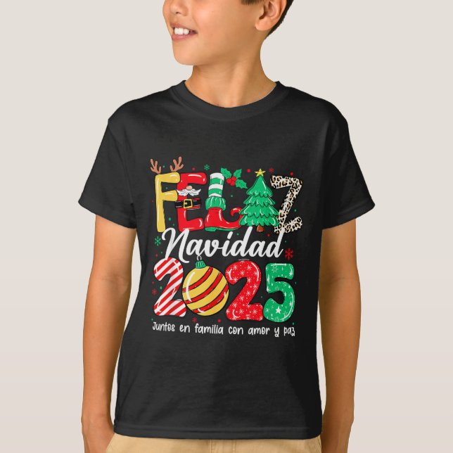Feliz Navidad 2025 Spanish Christmas Mexican Famil T-Shirt (Vorderseite)