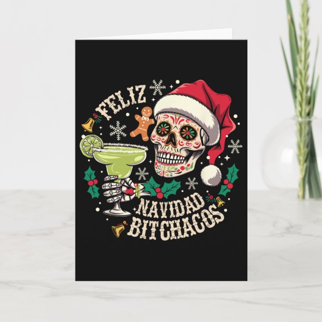 Feliz Navidad Achos Funny Skull Spanish Merry Chri Karte (Vorderseite)