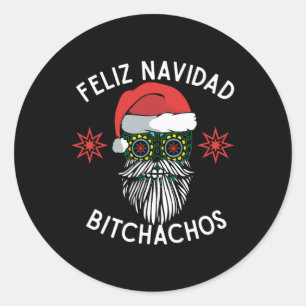 Feliz Navidad Achos Funny Spanish Frohe Weihnachte Runder Aufkleber
