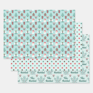 Feliz Navidad Angel Cutout Polka Dots Geschenkpapier Set