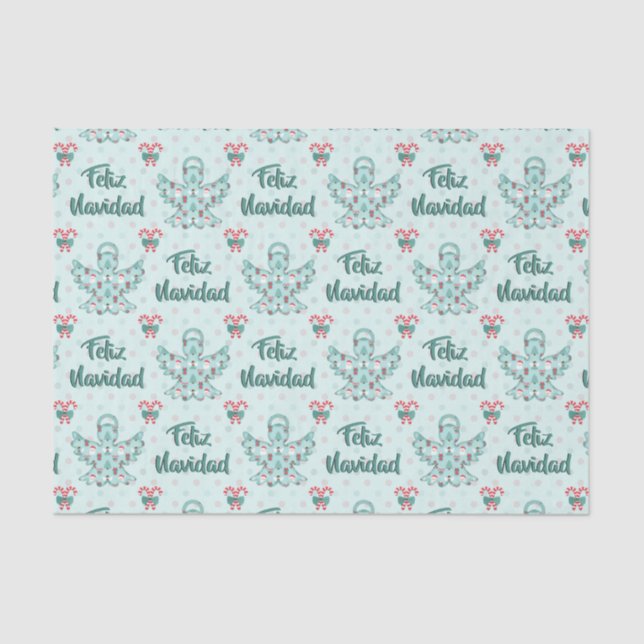 Feliz Navidad Angel Cutout Seidenpapier (Vorderseite)