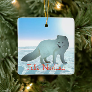 Feliz Navidad - Arctic Fox Keramikornament