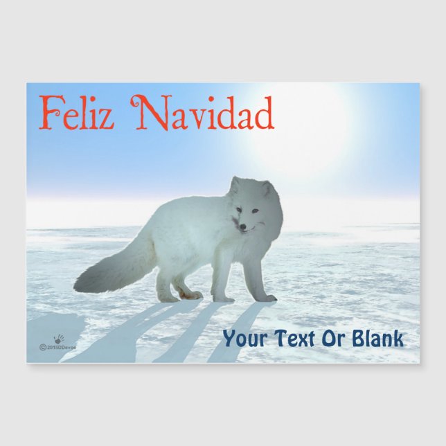 Feliz Navidad - Arctic Fox Magnetkarte (Vorderseite)
