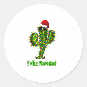 Feliz Navidad - Arizona Weihnachten Saguaro Lichte Runder Aufkleber