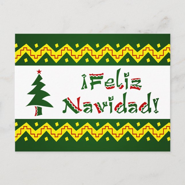 Feliz Navidad arriba Feiertagspostkarte (Vorderseite)