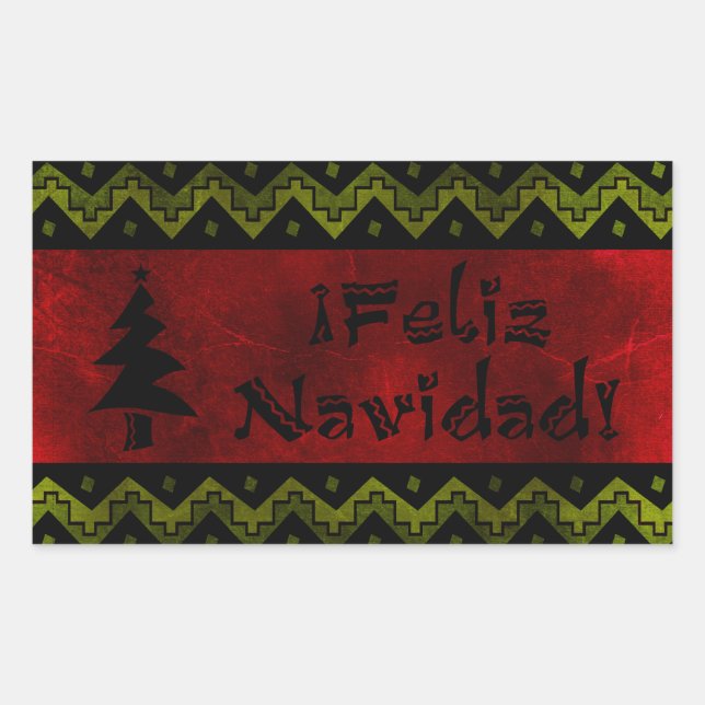 Feliz Navidad arriba Rechteckiger Aufkleber (Vorderseite)
