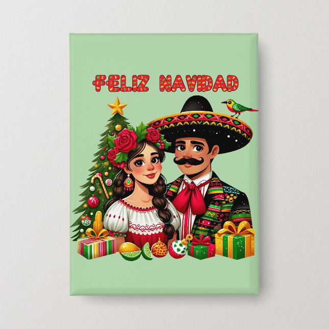 Feliz Navidad Art Button (Vorderseite)