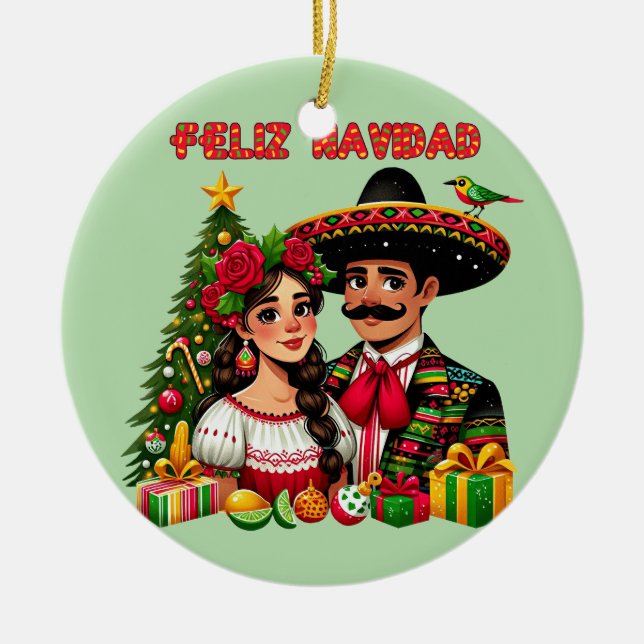 Feliz Navidad Art Keramik Ornament (Vorne)