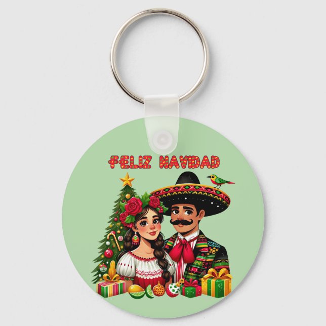 Feliz Navidad Art Schlüsselanhänger (Vorderseite)