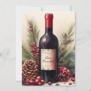 Feliz Navidad auf Weinflaschenillustration Einladung