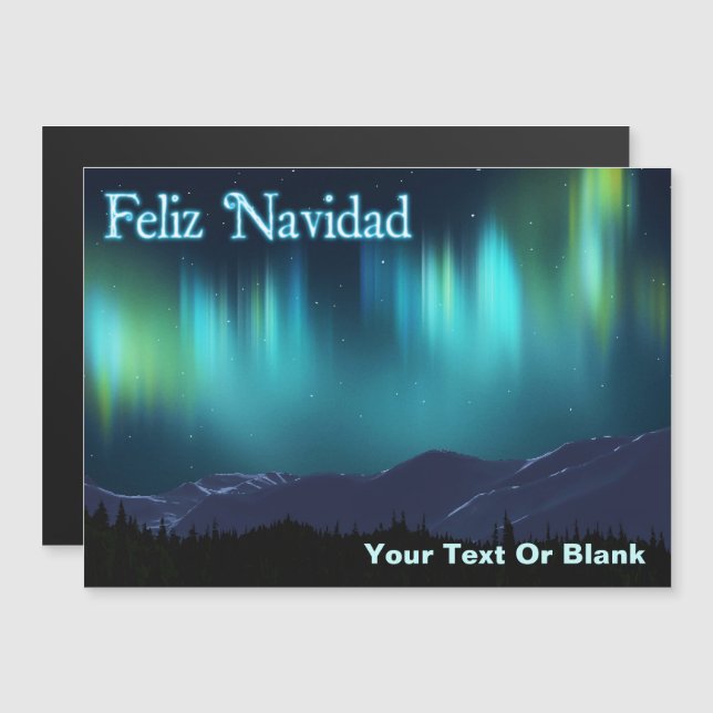 Feliz Navidad - Aurora Borealis Magnetkarte (Vorne/Hinten)