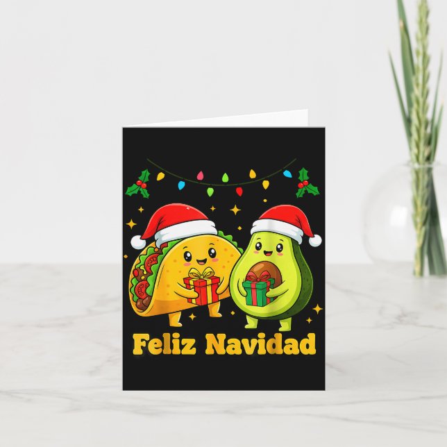 Feliz Navidad Avocado Tacos Mexican Xmas Family Ma Karte (Vorderseite)