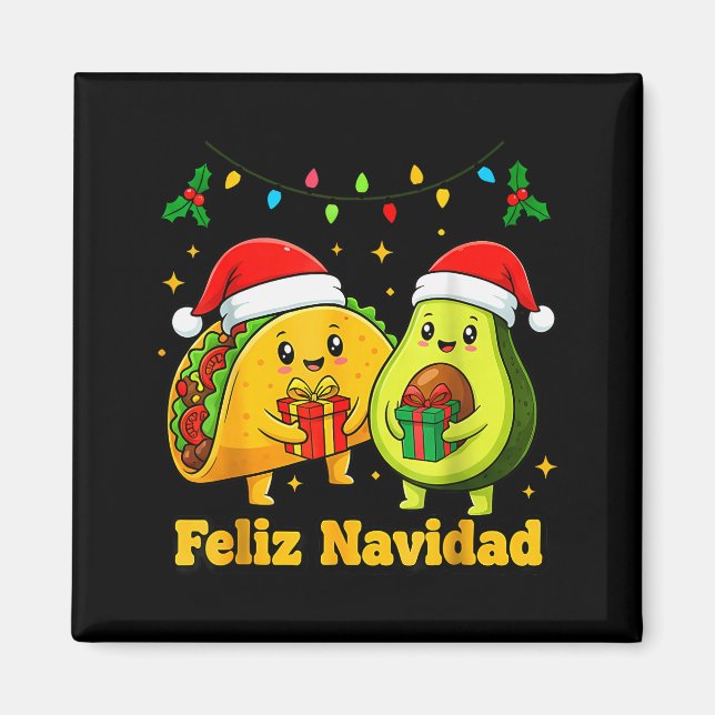 Feliz Navidad Avocado Tacos Mexican Xmas Family Ma Magnet (Vorne)
