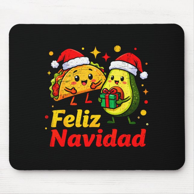 Feliz Navidad Avocado Tacos Mexican Xmas Family Ma Mousepad (Vorne)