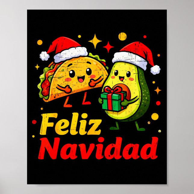 Feliz Navidad Avocado Tacos Mexican Xmas Family Ma Poster (Vorne)