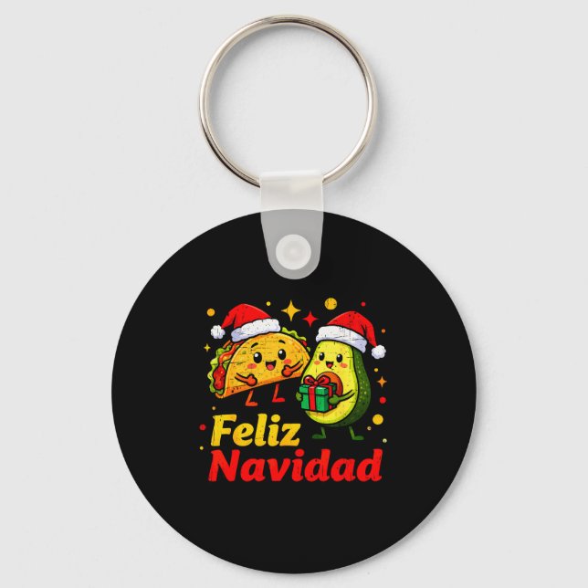 Feliz Navidad Avocado Tacos Mexican Xmas Family Ma Schlüsselanhänger (Vorderseite)