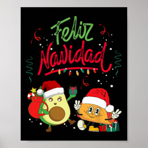 Feliz Navidad Avocado Tacos Mexikanische Weihnacht Poster
