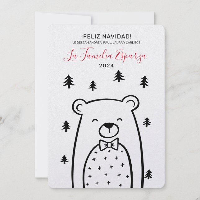 Feliz Navidad Bear im Wald Feiertagskarte (Vorderseite)