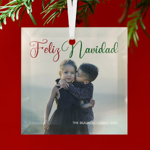 Feliz Navidad Beautiful Family Foto Weihnachten Ornament Aus Glas