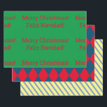 Feliz Navidad, bilingual "Merry Christmas" Geschenkpapier Set<br><div class="desc">Dieses Design enthält zweisprachige "Frohe Weihnachten" Feliz Navidad" Wrapping Paper Sheets,  in drei Stilen,  schöne und festliche Farben,  grün und rot,  blau und rot und gelb und hellblau. Ideal für Ihre Geschenke zu Weihnachten,  anpassbar in Ihrer eigenen Sprache.</div>