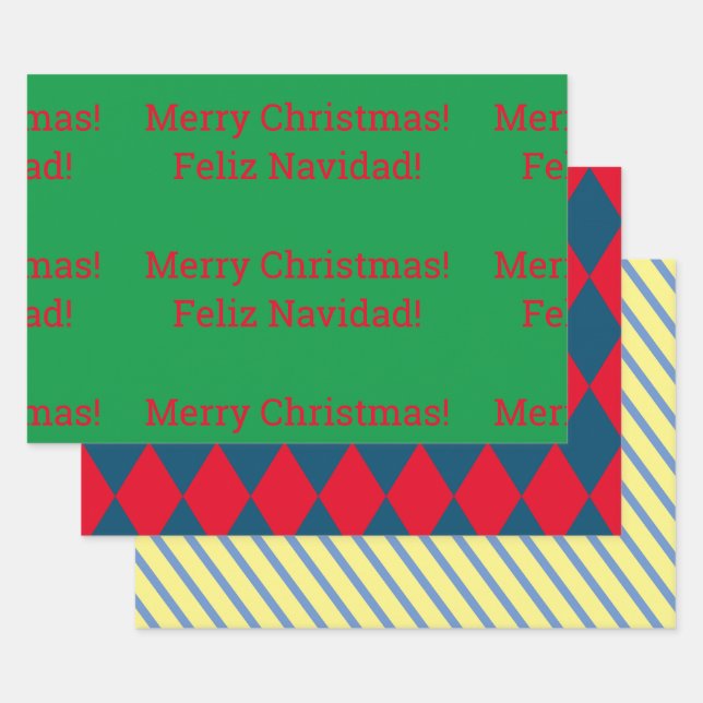Feliz Navidad, bilingual "Merry Christmas" Geschenkpapier Set (Set)
