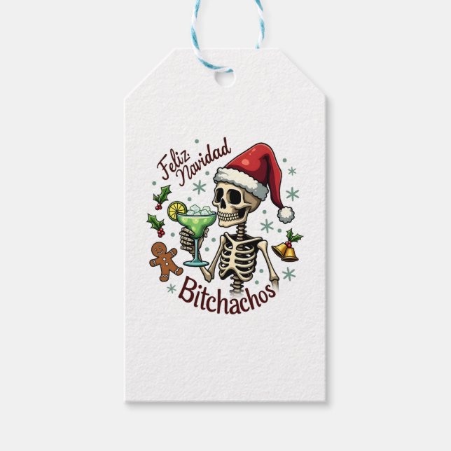 Feliz Navidad Bitchachos Funny Skull Spanish Merry Geschenkanhänger (Vorderseite)
