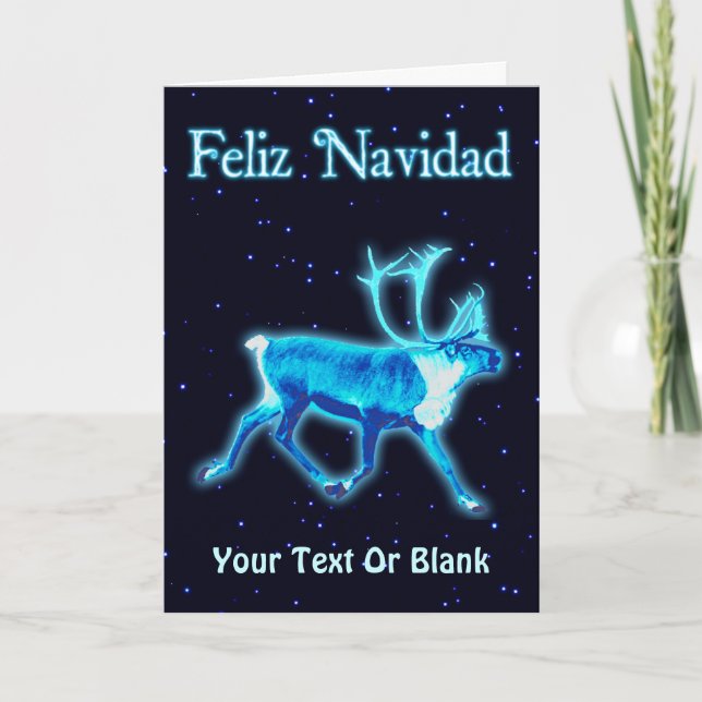 Feliz Navidad - Blaue Karibik (Reindeer) Feiertagskarte (Vorderseite)