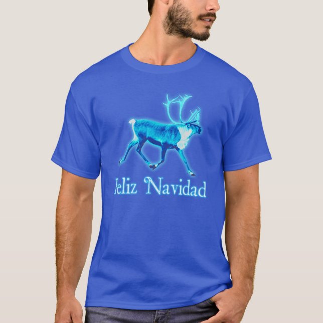 Feliz Navidad - Blaue Karibik (Reindeer) T-Shirt (Vorderseite)