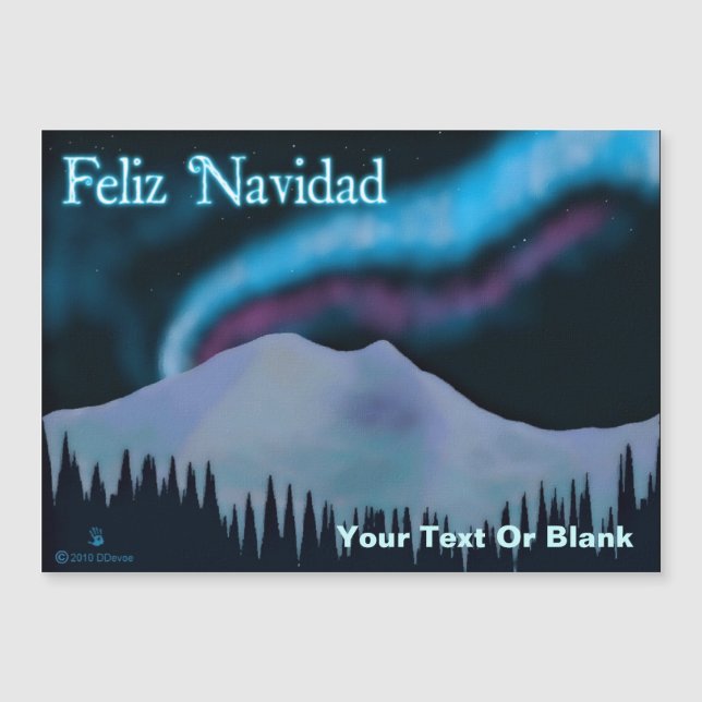 Feliz Navidad - Blue Aurora Magnetkarte (Vorderseite)