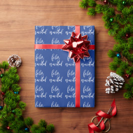 Feliz Navidad Blue und White Christmas Geschenkpapier