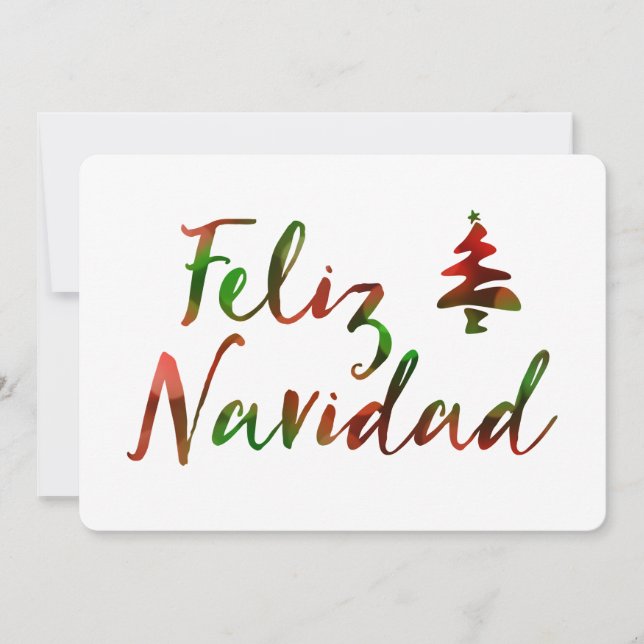 Feliz Navidad (bokeh-Baumleuchten) Feiertagskarte (Vorderseite)