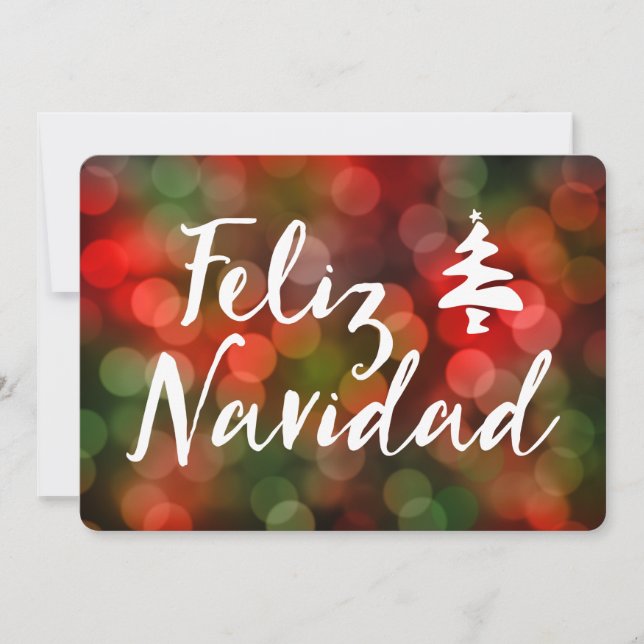 Feliz Navidad (Bokeh-Leuchten) Einladung (Vorderseite)