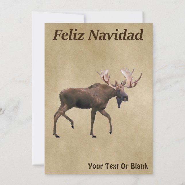 Feliz Navidad - Bull Moose auf altem Papier (Vorderseite)