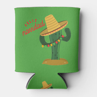 Feliz Navidad Cactus Christmas Lights Can Cooler Dosenkühler