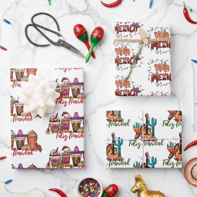 Feliz Navidad Cactus Christmas Mexico Geschenkpapier Set (Von Creator hochgeladen)