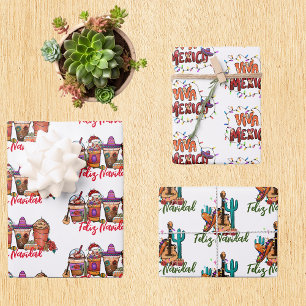 Feliz Navidad Cactus Christmas Mexico Geschenkpapier Set