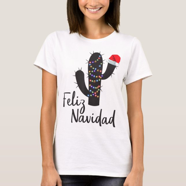 Feliz Navidad Cactus Christmas Pajamas Family Ligh T-Shirt (Vorderseite)