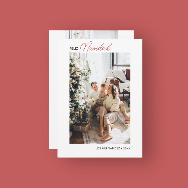 Feliz Navidad Calligrafy Foto Red Feiertagskarte (Von Creator hochgeladen)
