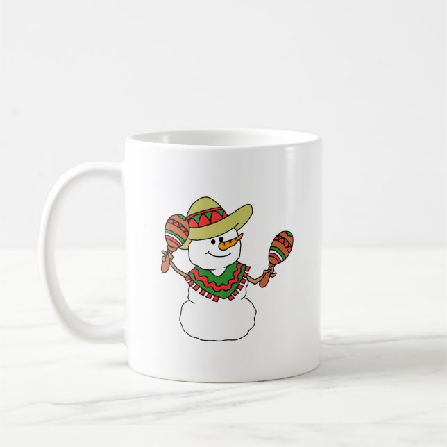 Feliz Navidad Cartoon Snowman Frohe Weihnachten Kaffeetasse (Links)