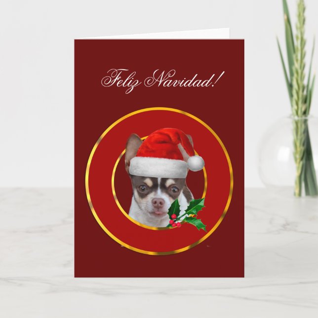 Feliz Navidad Chihuahuawelpen-Grußkarte Feiertagskarte (Vorderseite)