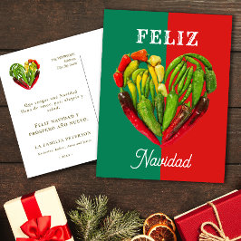 Feliz Navidad Chili Paprikaschoten Herz Feiertagspostkarte